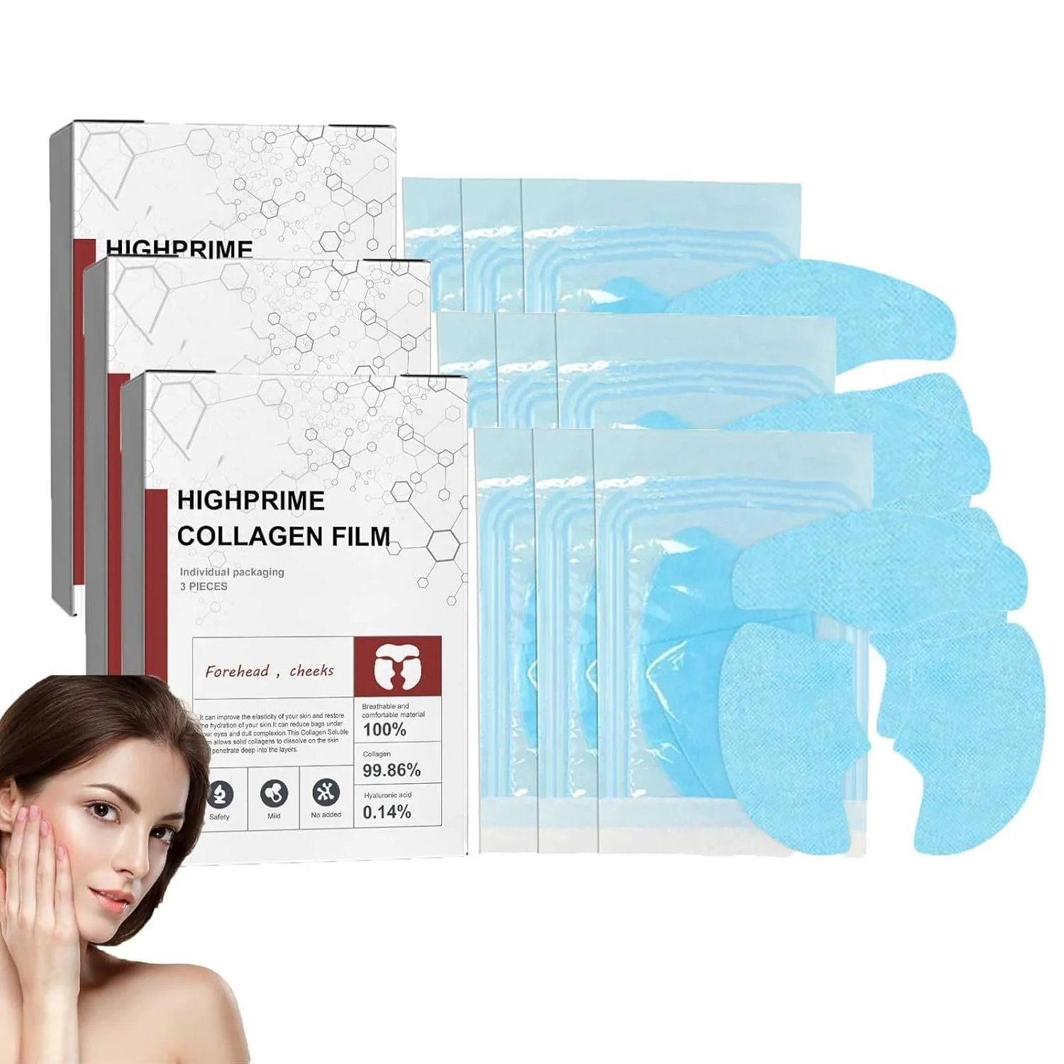 Пленка коллагеновая Fivfivgo Korean Dermalayr Technology Soluble, растворимая, для упругости кожи и уменьшения морщин (3 упаковки), фото №1