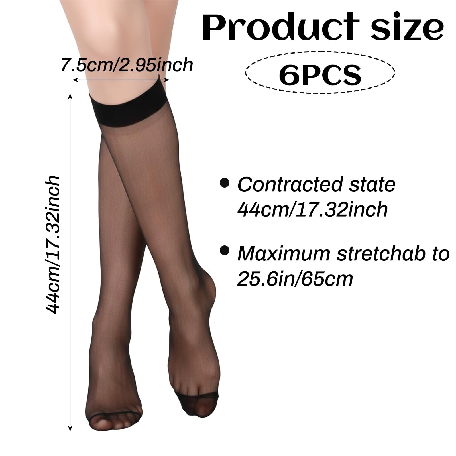 Шкарпетки до колін Нейлонові Прозорі 20D, 6 пар, фото №2