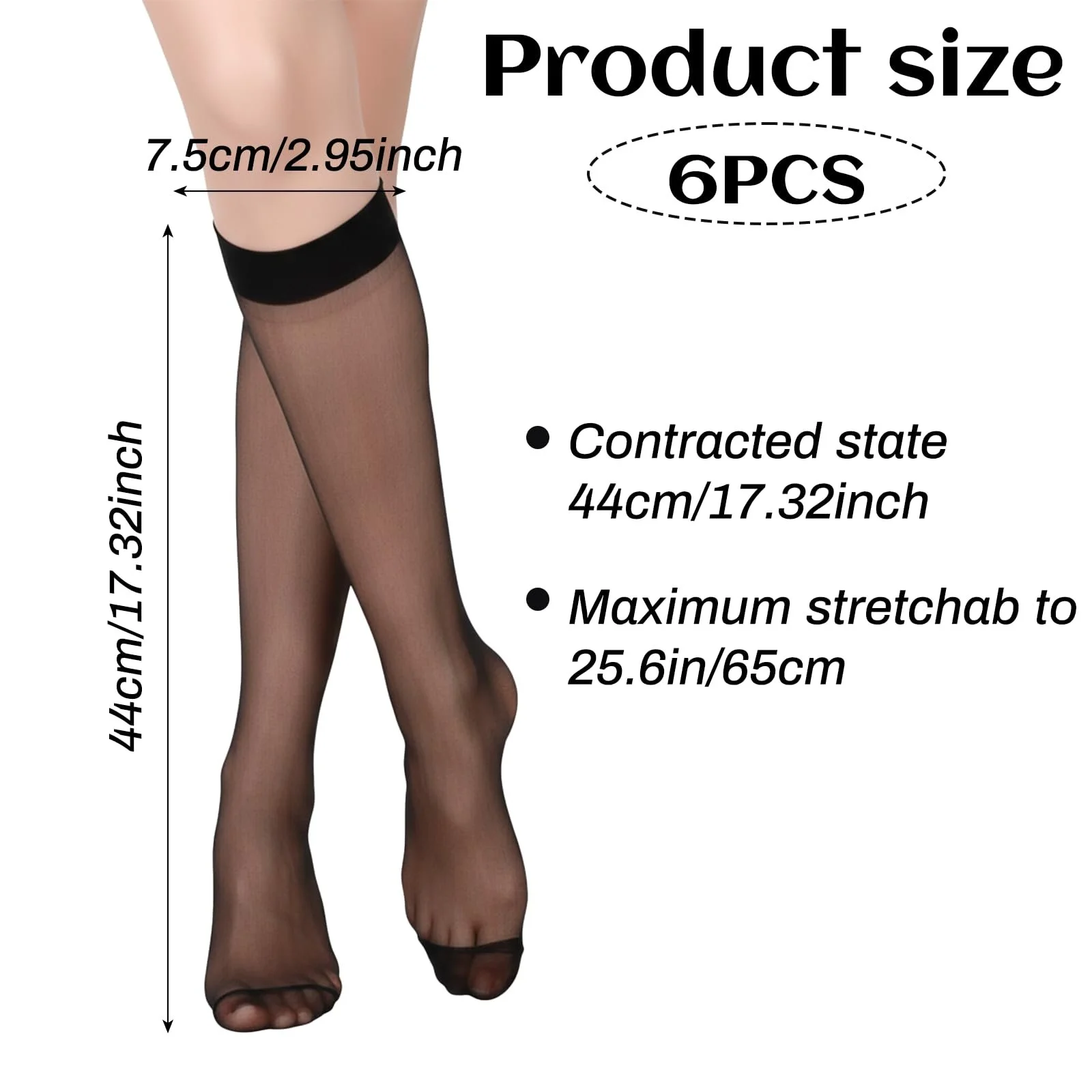 Шкарпетки до колін Нейлонові Прозорі 20D, 6 пар, фото №2