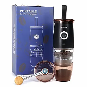 Портативная кофемолка с конической кофемолкой, электрическая/ручная 2-в-1, USB аккумуляторная мини-кофемолка с 5 настройками помола Черный - Фото 1