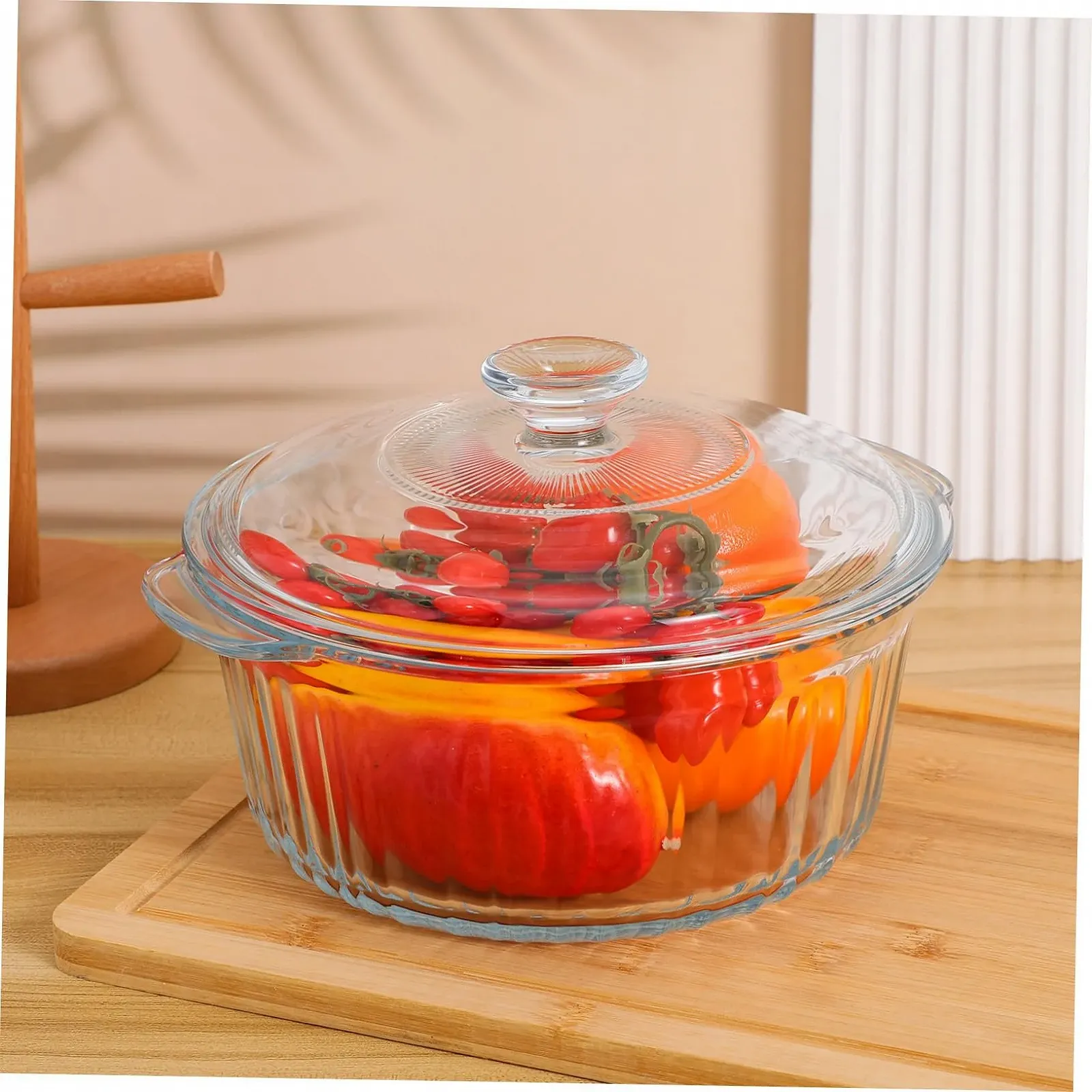 Форма ABOOFAN кругла скляна з кришкою жаростійка з боросилікатного скла, фото №3