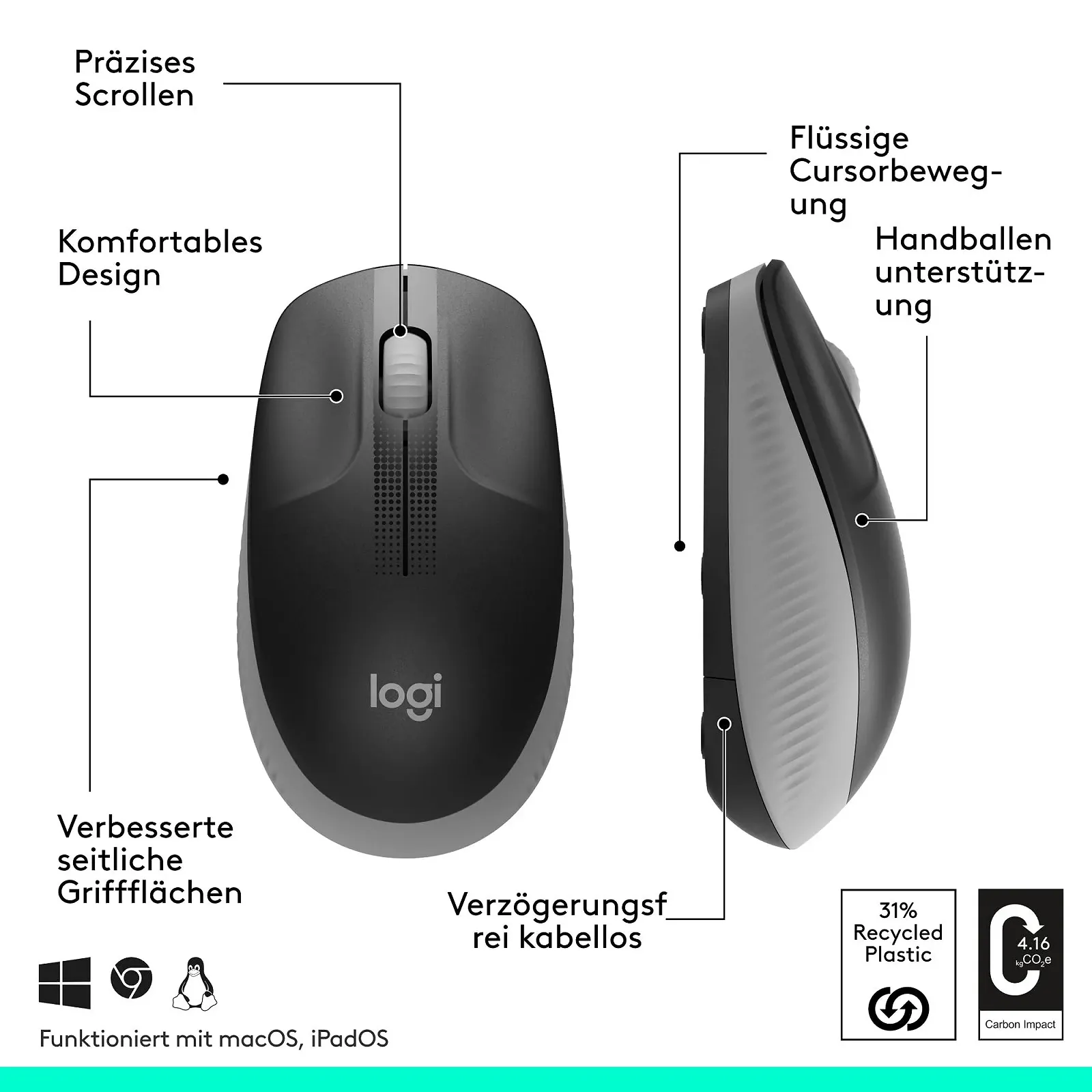 Миша Logitech M190 Бездротова Сіра, фото №6