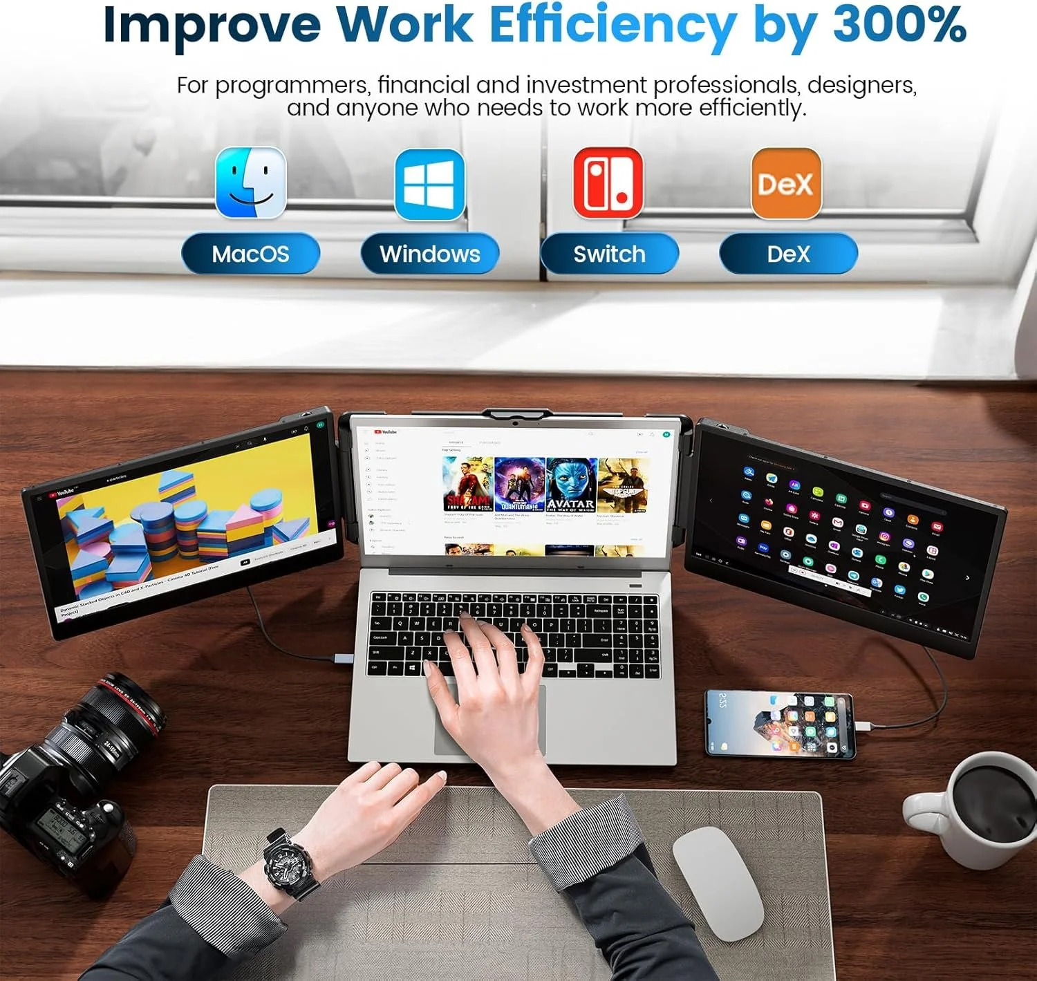 Монітор портативний 14" Domyfan S2 Full HD IPS 60 Гц, фото №5