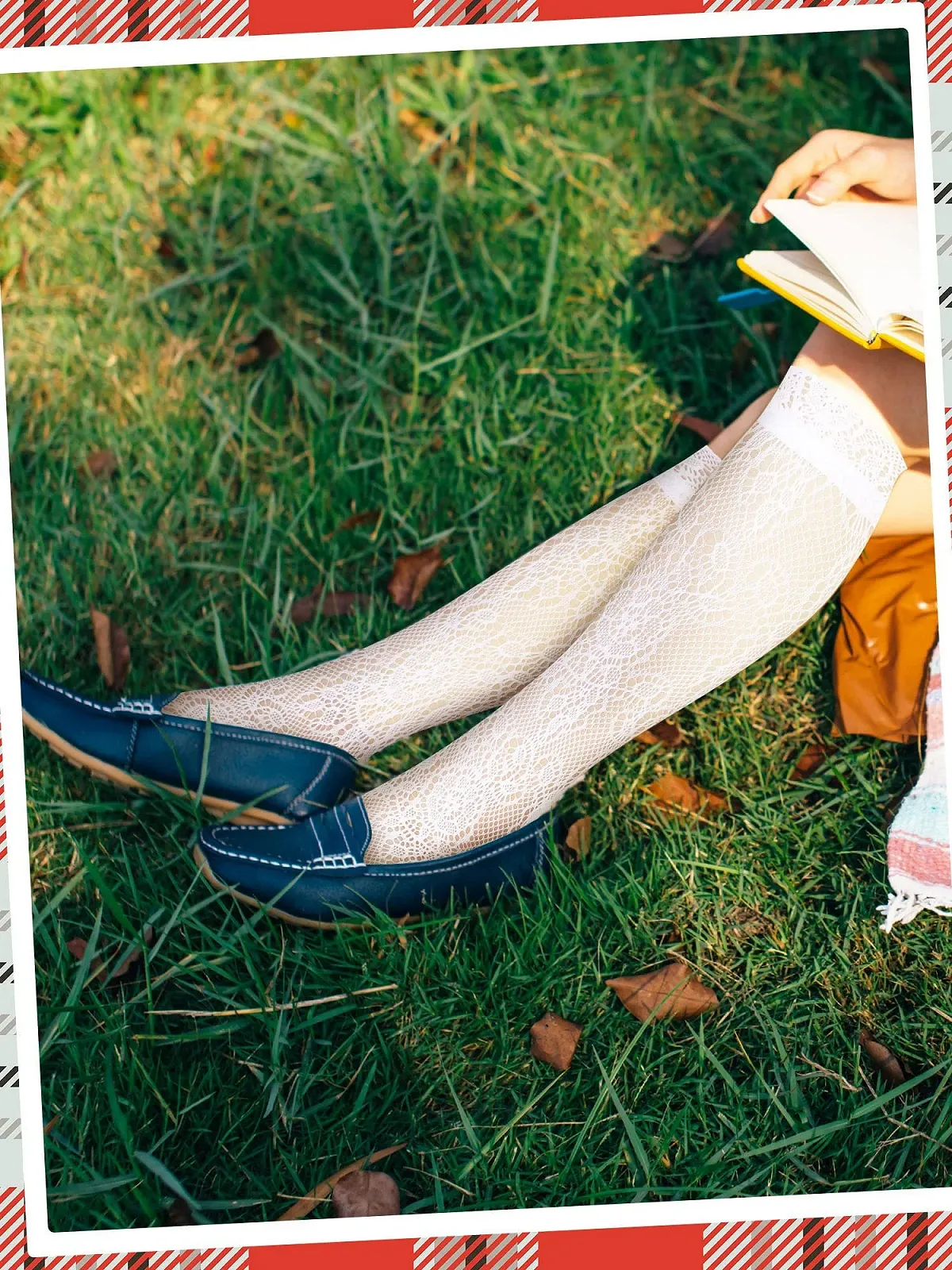 Женские сетчатые носки до колен Geyoga, 2 пары, кружевные чулки, фото №6