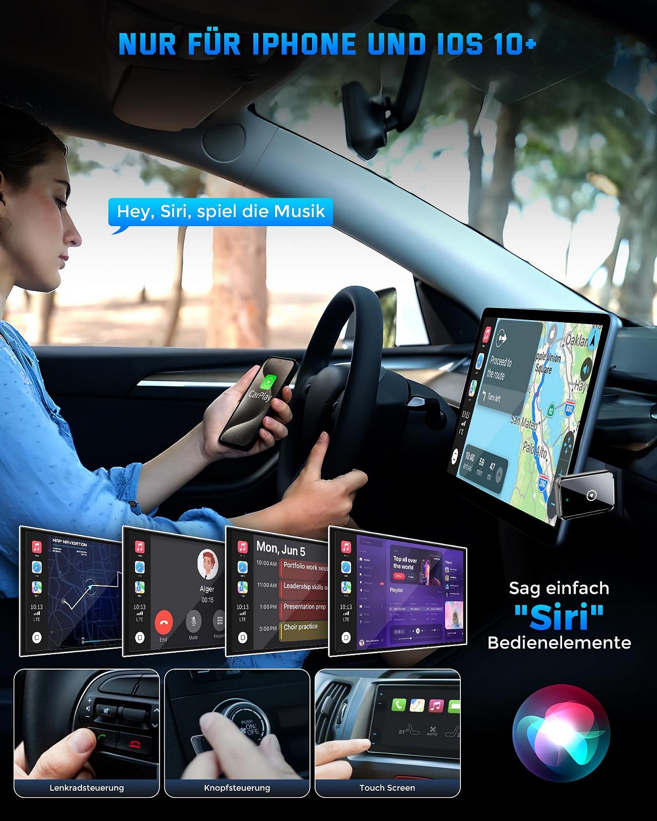 Адаптер CarPlay беспроводной 2025 для iPhone, преобразует проводной CarPlay в беспроводной, Mini Plug & Play, для автомобилей с 2017 года и для iPhone iOS 10+, USB & Type-C, фото №5