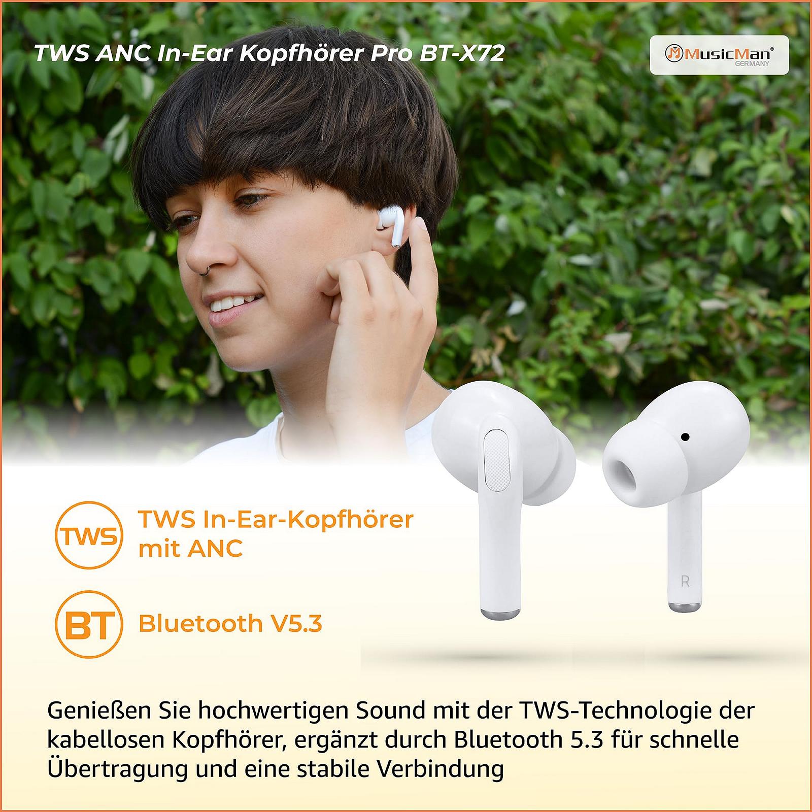Навушники MusicMan ANC Bluetooth 5.3 Бездротові TWS З сенсорним екраном Футляр для зарядки Type-C до 4 разів З мікрофоном Чорні, фото №5