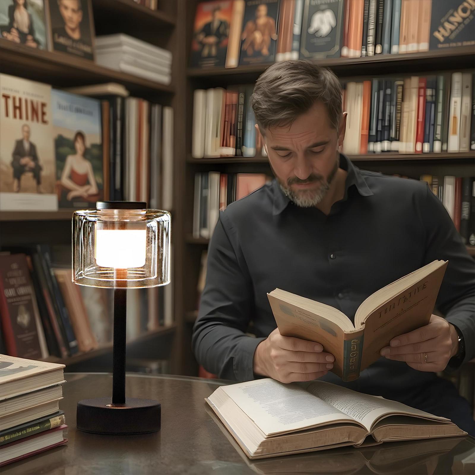 Настільна лампа JHY DESIGN Металева на батарейках з лампочкою 22 см, фото №6