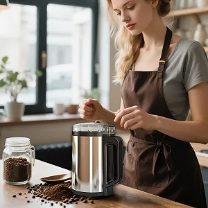 Мельница для кофейных зерен, Высокопроизводительная мельница из нержавеющей стали с прочным режущим лезвием, Мельница с лезвиями из нержавеющей стали для дома, любителей кухни и ежедневного использования synthetic.ua - Фото 1