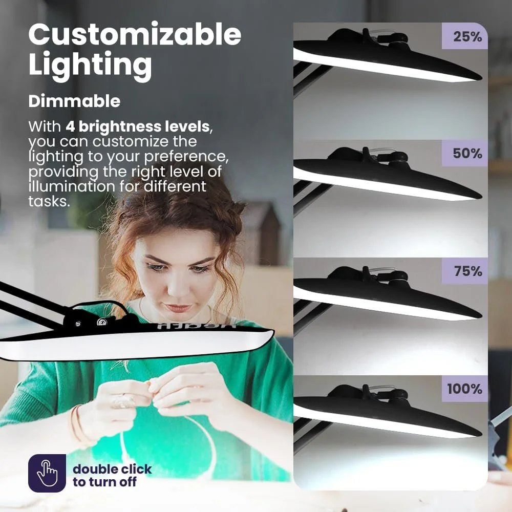 Настільна лампа Neatfi XL 2200 люмен 20 дюймів 4 рівні яскравості 6500K LED Non-CCT (Black), фото №7