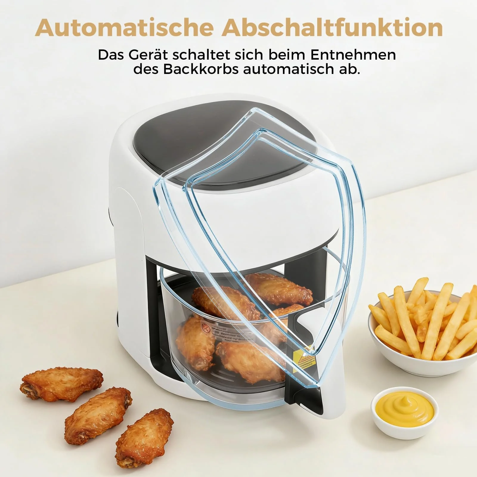 Мультипіч Smart Airfryer 1350W 3.3L з сенсорним екраном таймером та регулюванням температури 80-190°C Біла, фото №4 Мультипіч Smart Airfryer 1350W 3.3L з сенсорним екраном таймером та регулюванням температури 80-190°C Біла, фото №4