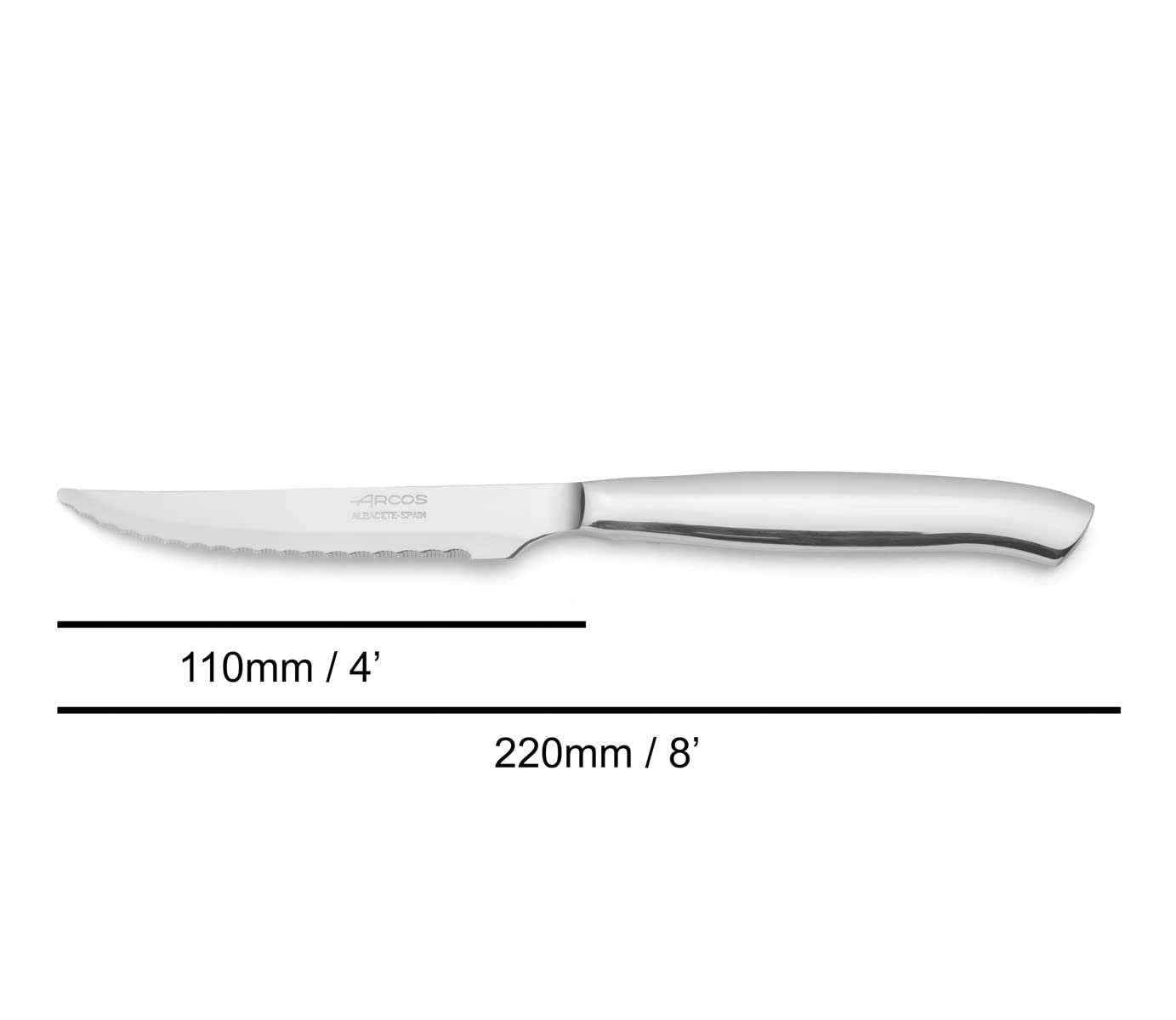 Нож столовый Arcos Monoblock 110 мм Серебристый, фото №2 Нож столовый Arcos Monoblock 110 мм Серебристый, фото №2
