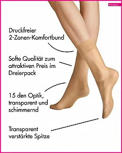 Шкарпетки Hudson Simply Shine 15 жіночі, 3 пари, м'який блиск, 15 ден synthetic.ua - Фото 1