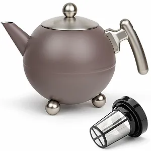 Чайник-заварник Bredemeijer Сталевий глечик 1.2 літра Фіолетова куля з подвійними стінками з фільтром - Фото 1