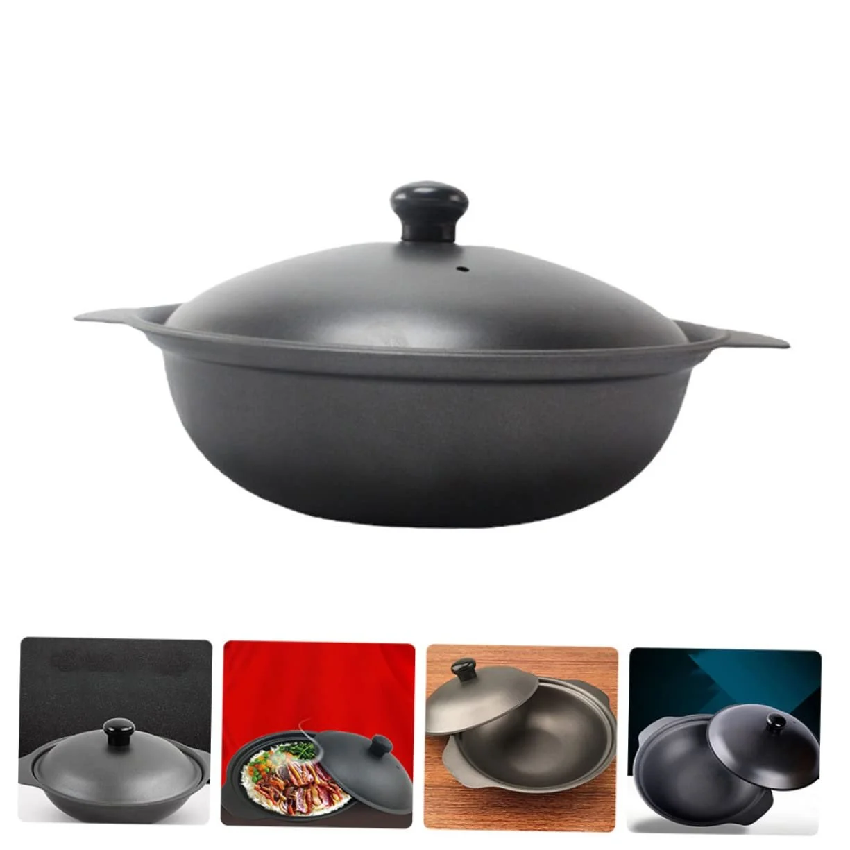 Горщик керамічний Sosoport з кришкою для рису та тушкування курки, фото №3