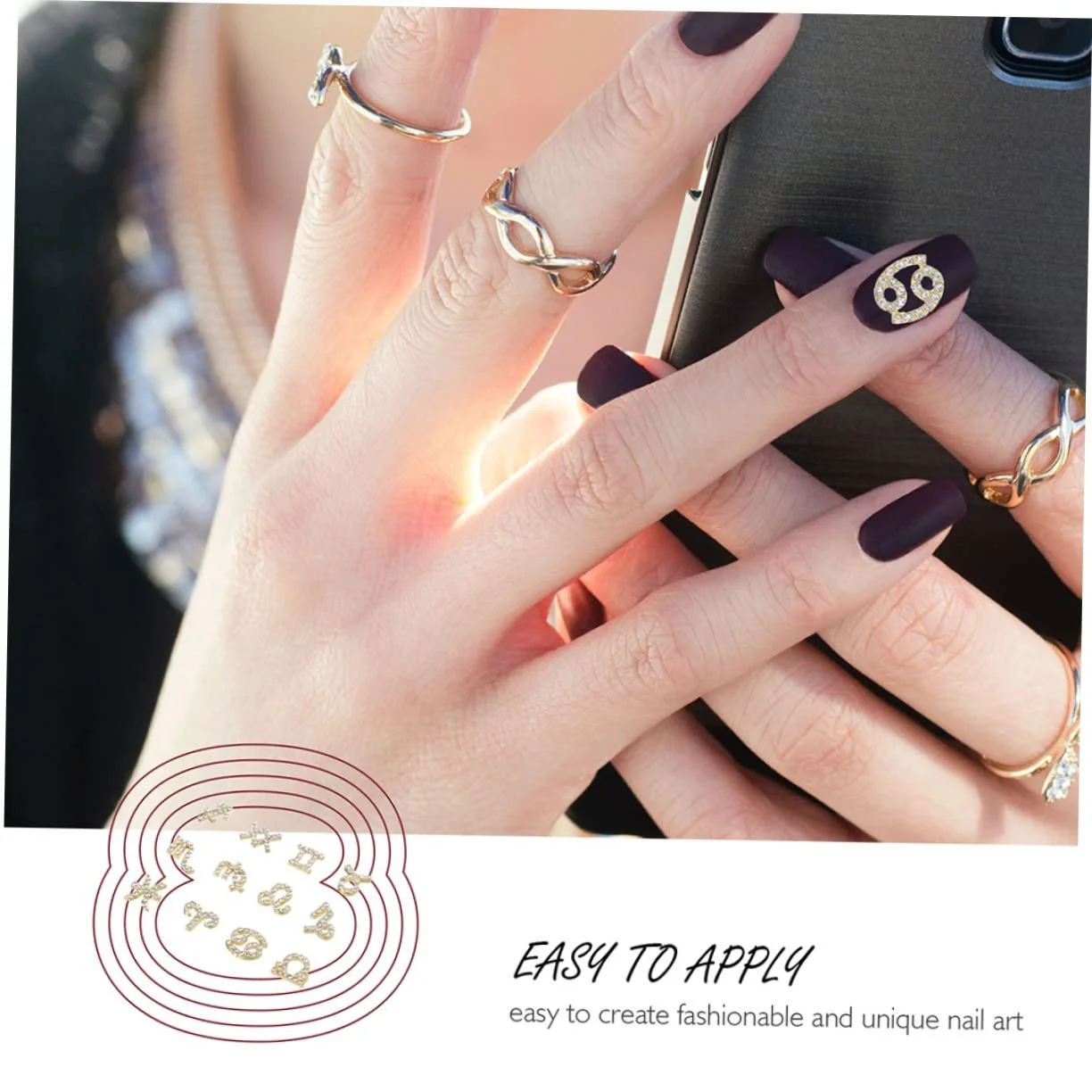 Украшение для ногтей FRCOLOR 48шт, сверкающие стразы, декор для ногтей, золотые вариации, фото №2