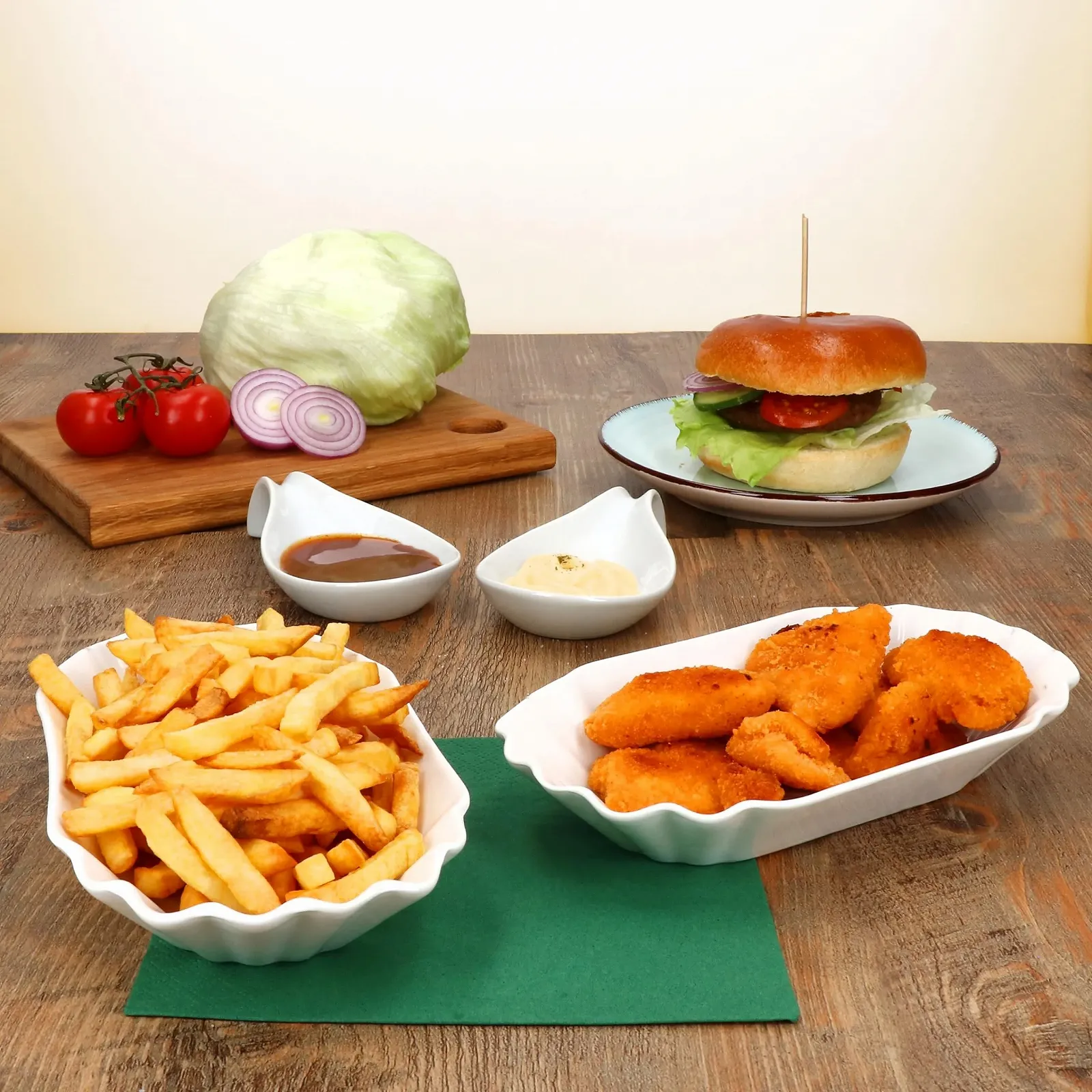 Миска Овальная MamboCat для картофеля фри, белая, набор 6 штук, фото №5