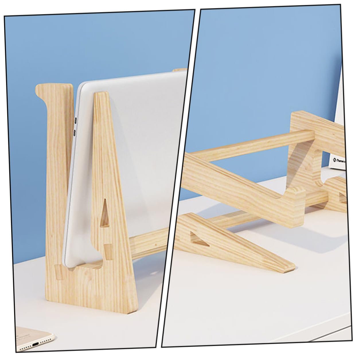 Підставка для ноутбука Homoyoyo Дерев'яна Масивна Міцна Настільна, фото №3