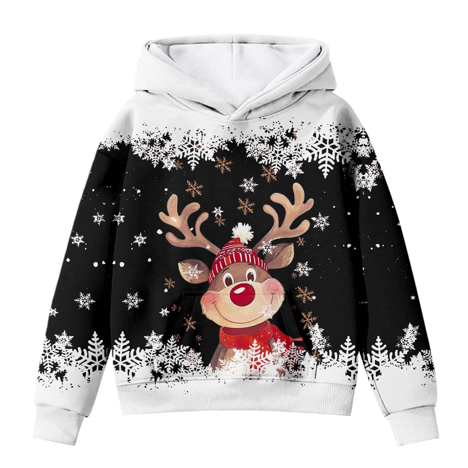 Пуловер Детский свитшот Топ Повседневный Рождественский пуловер Детский свитшот с мультяшным оленьим принтом, длинный рукав, для мальчиков и девочек (2">–12 лет), фото №2