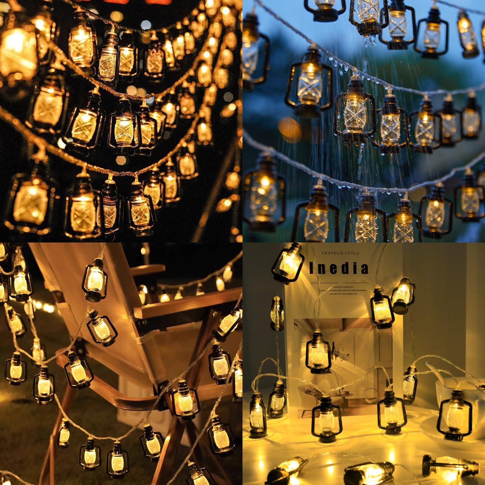 Гирлянда ENLACE Ретро Фонарь 1.5 м 10 LED Винтажные Керосиновые Лампы, фото №7