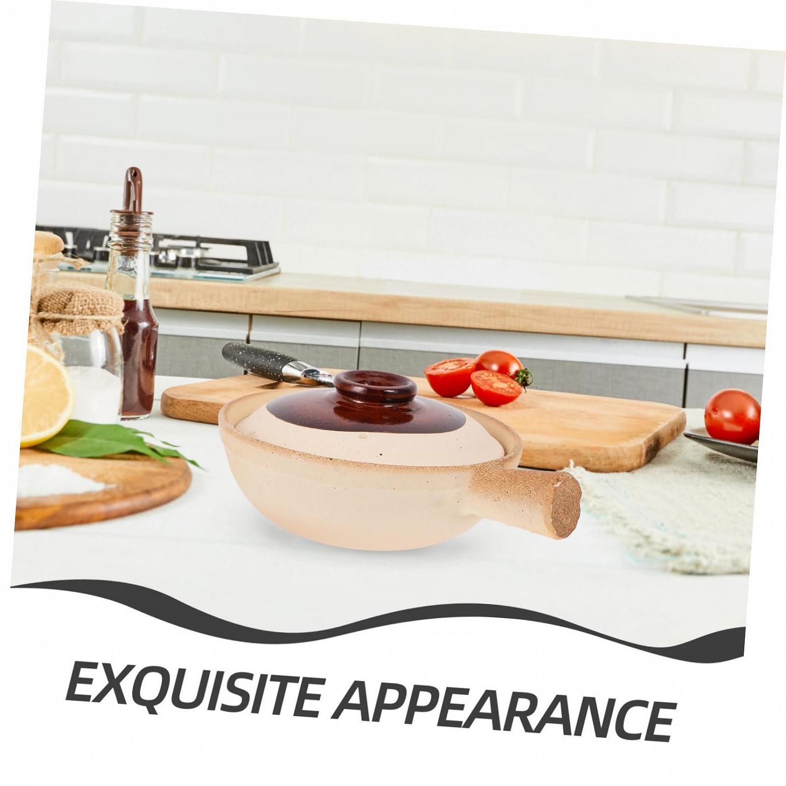 Керамическая кастрюля GALPADA с крышкой терракотовая для духовки и рисовых блюд, фото №4