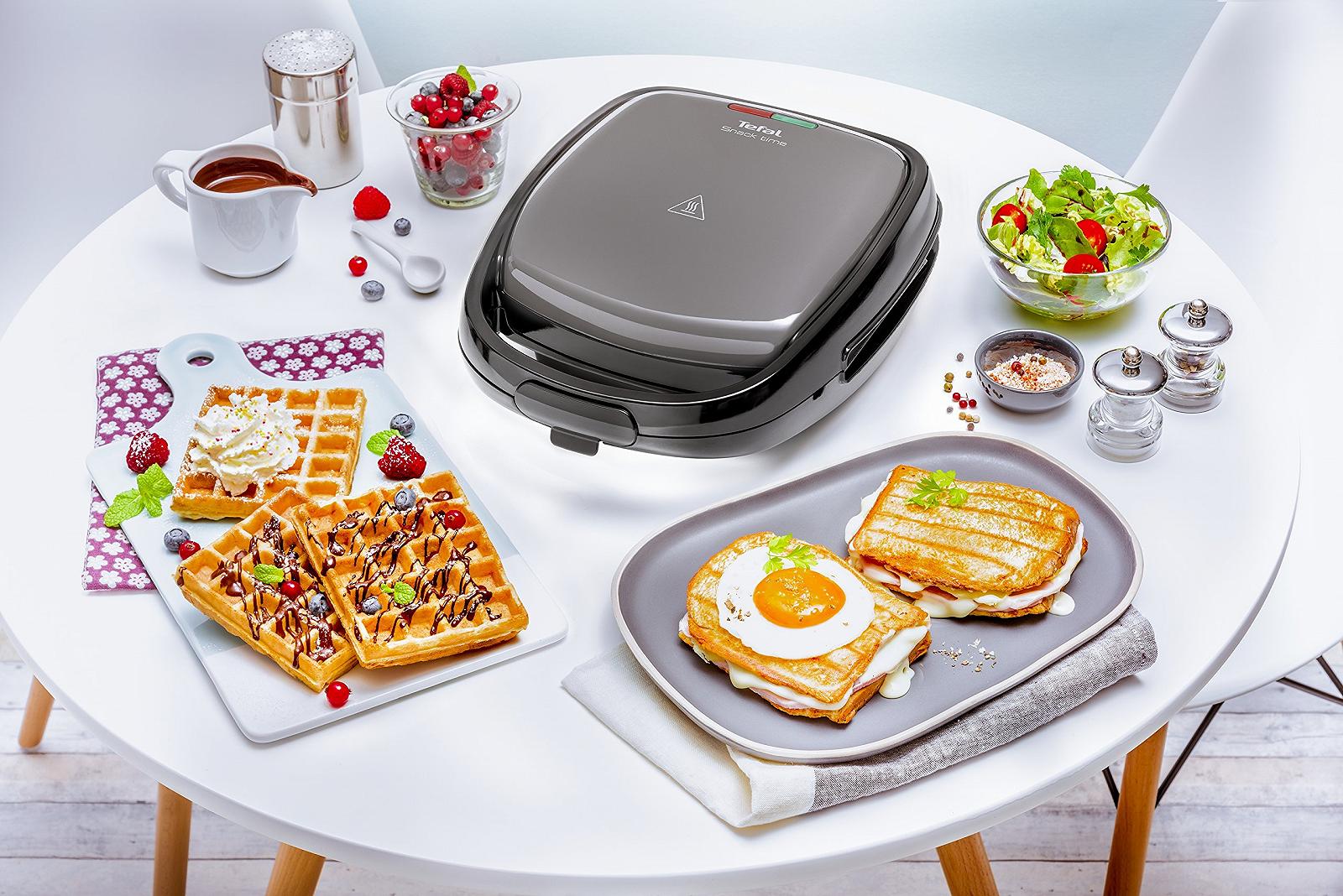 Бутербродниця Tefal Snack Time SW341B / 700 Вт / антипригарне покриття / Сірий-чорний, фото №4