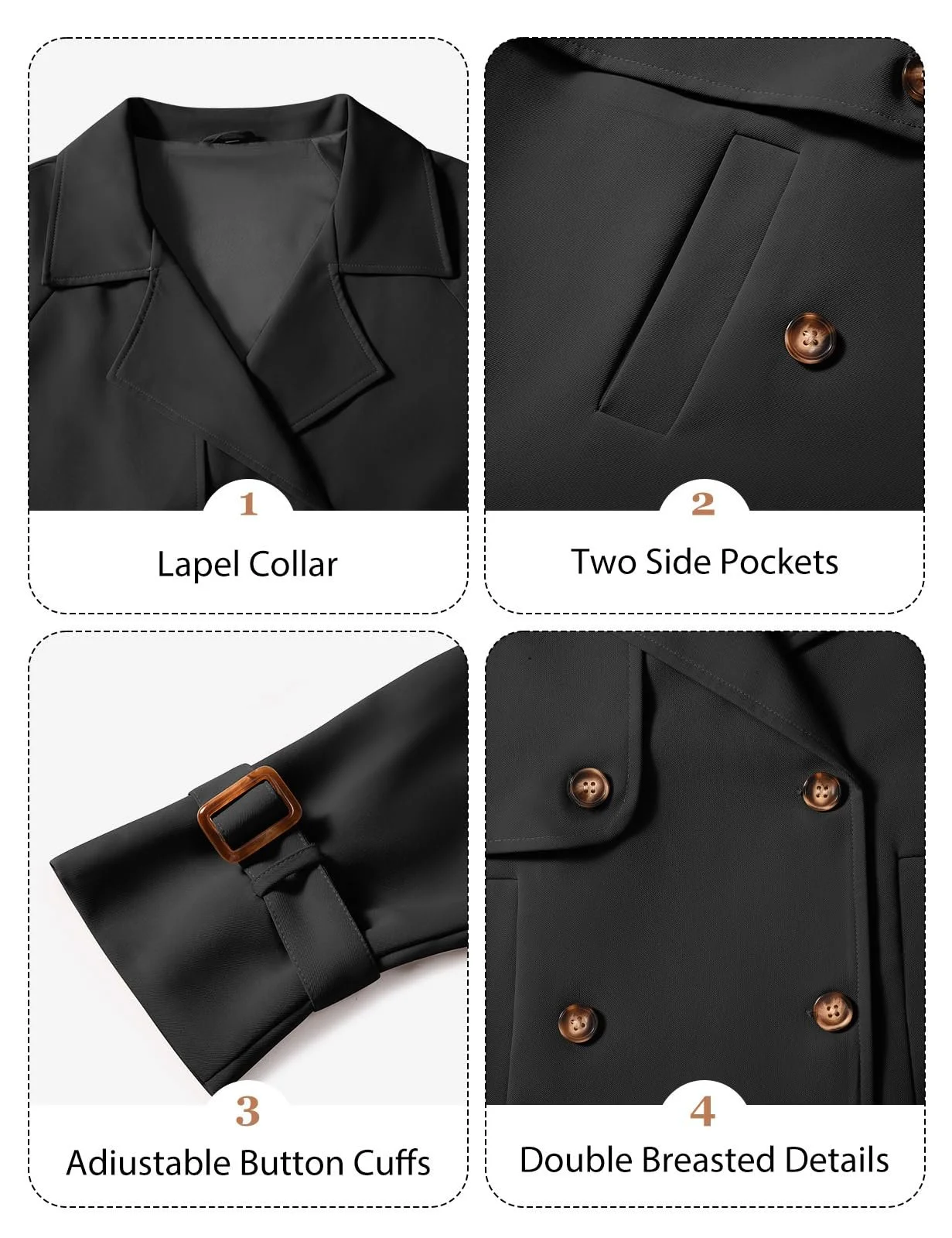 Короткий Тренч Tuopuda Двобортний Перехідний, фото №6