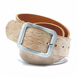 Ремень кожаный Kollektion Chrissys-in 4 см, бежевый, из мягкой коровьей кожи собственного производства - Фото 1