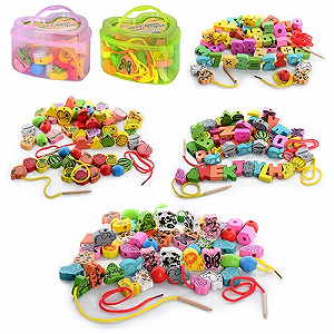 Развивающая игрушка шнуровка бусы Limo Toy MD 0344 Деревянная игра в банке synthetic.ua - Фото 1