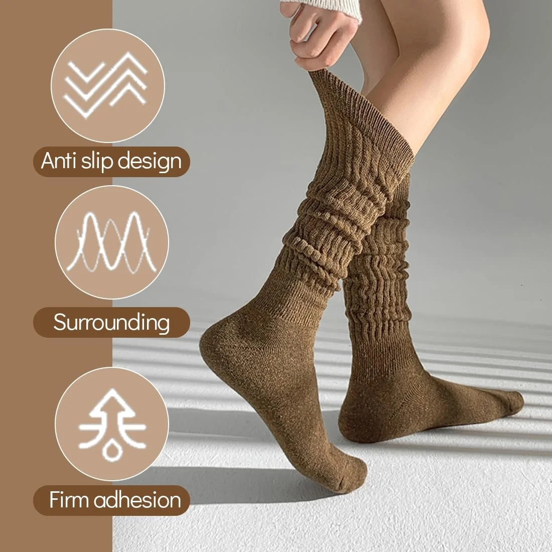 Жіночі гольфи 3 пари Бавовна М'які в'язані шкарпетки, фото №4 Жіночі гольфи 3 пари Бавовна М'які в'язані шкарпетки, фото №4