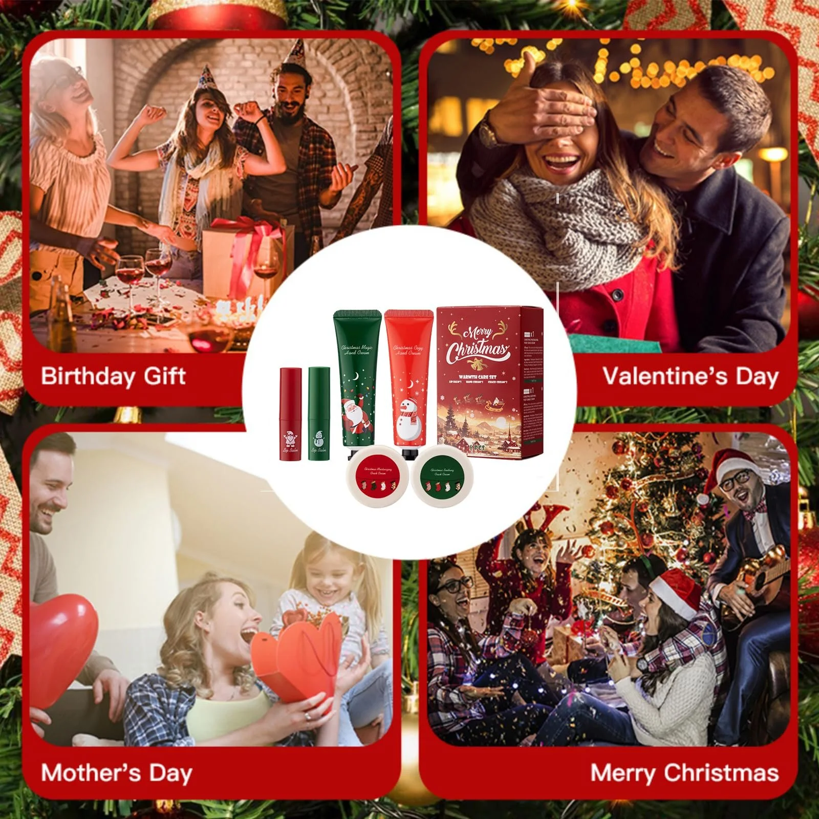 Набір для зимового догляду: 2 креми для рук, 2 зволожувальні бальзами для губ, 2 креми для ніг/рук Christmas Heat Care, фото №7