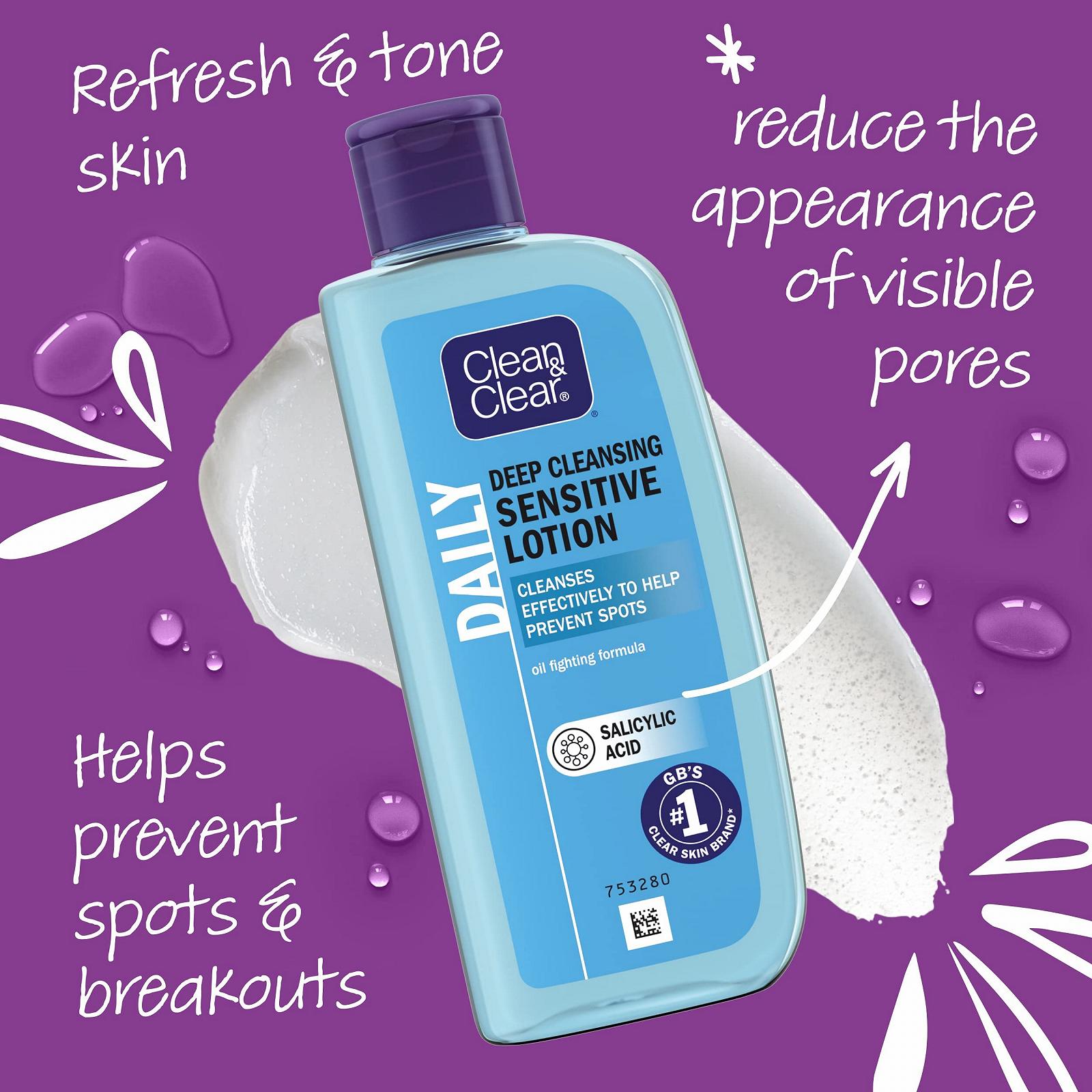 Лосьйон для глибокого очищення чутливої шкіри Clean & Clear 200 мл, фото №4 Лосьйон для глибокого очищення чутливої шкіри Clean & Clear 200 мл, фото №4