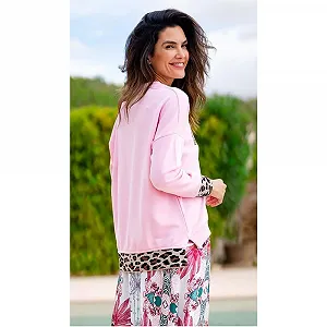 Женский свитшот с V-образным вырезом Miss Goodlife MG11195 L(I) EBE Leo, пыльная роза synthetic.ua - Фото 1