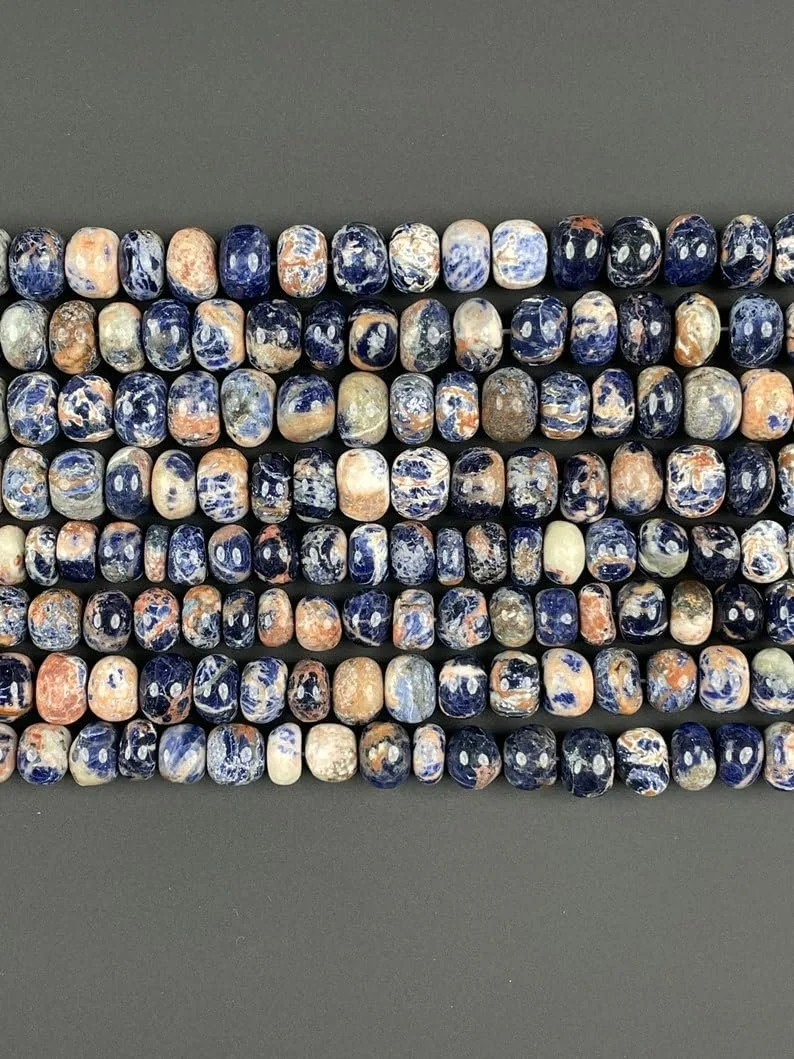 Бусины из натурального оранжевого содалита, рондель, гладкие, 10 мм, нить 46 см, фото №4