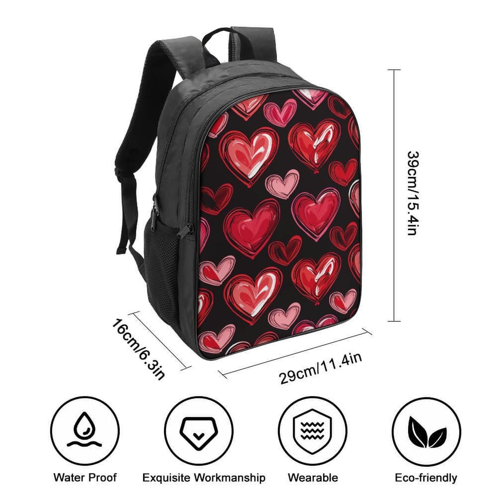 Школьный рюкзак DPEOANEBN Red Heart 40x28x16см, фото №2