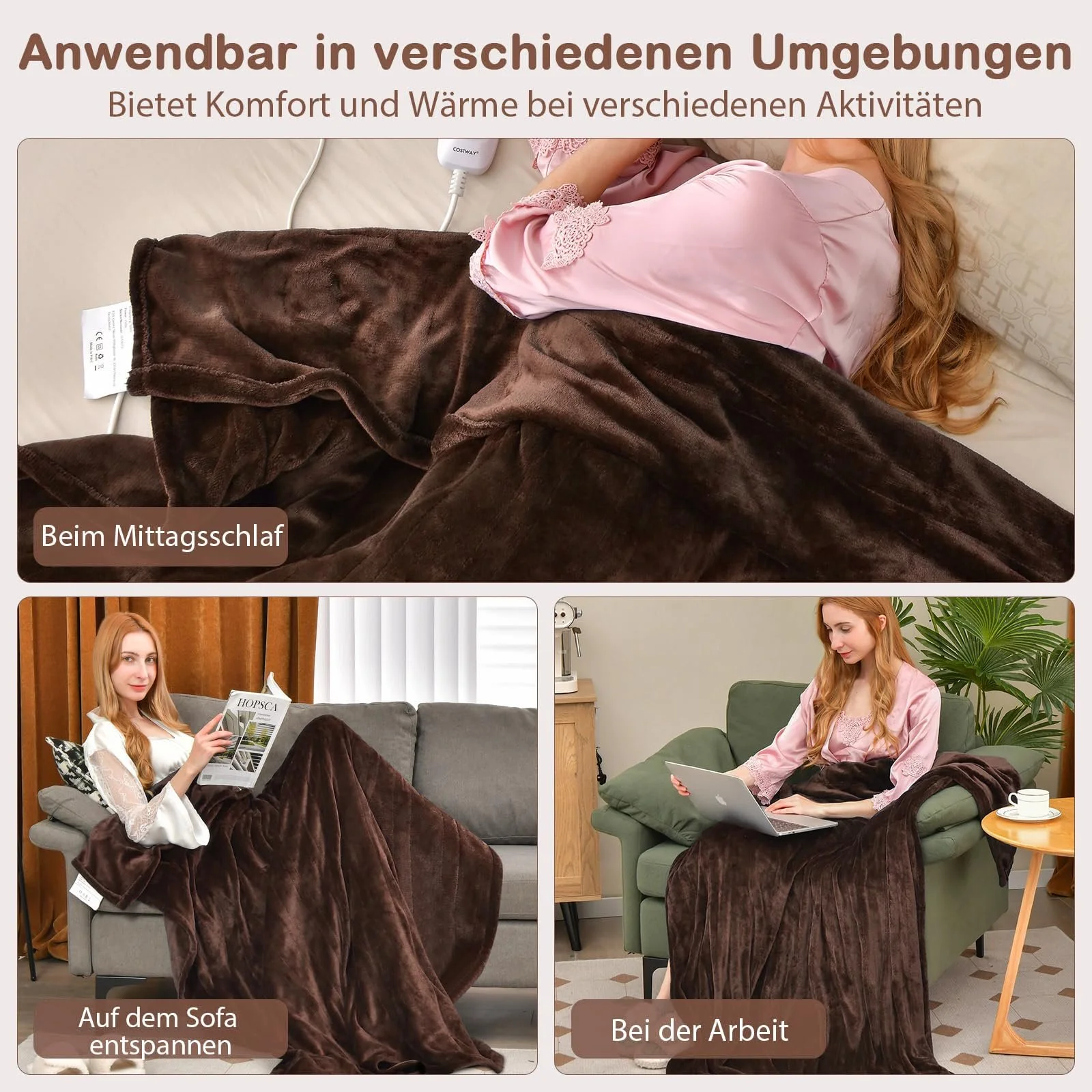 Электрическое одеяло GOPLUS 180 x 130 см, коричневое, фото №4 Электрическое одеяло GOPLUS 180 x 130 см, коричневое, фото №4