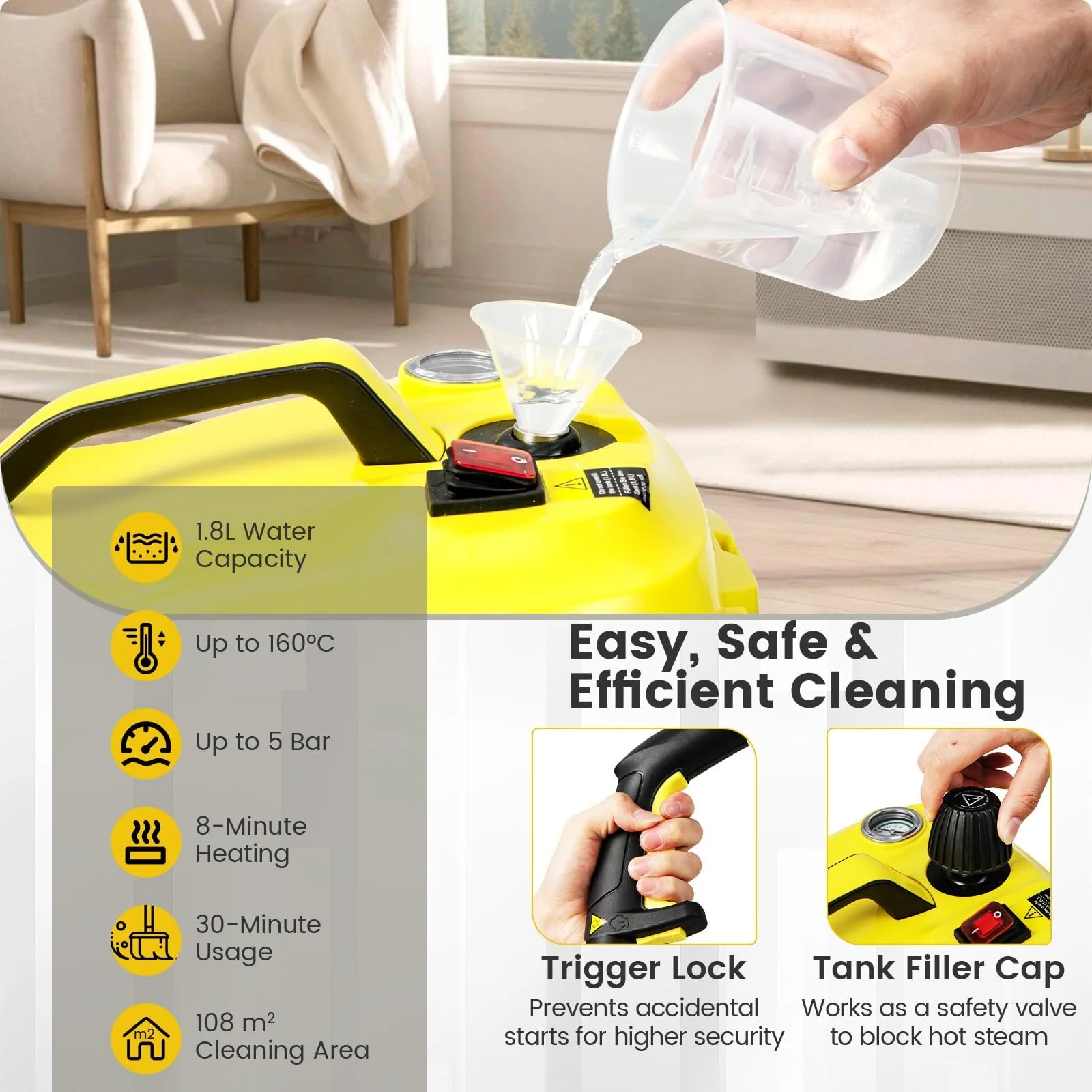 Пароочисник SOARS 2000 W 5 bar 1.8 л з 13 аксесуарами, фото №8