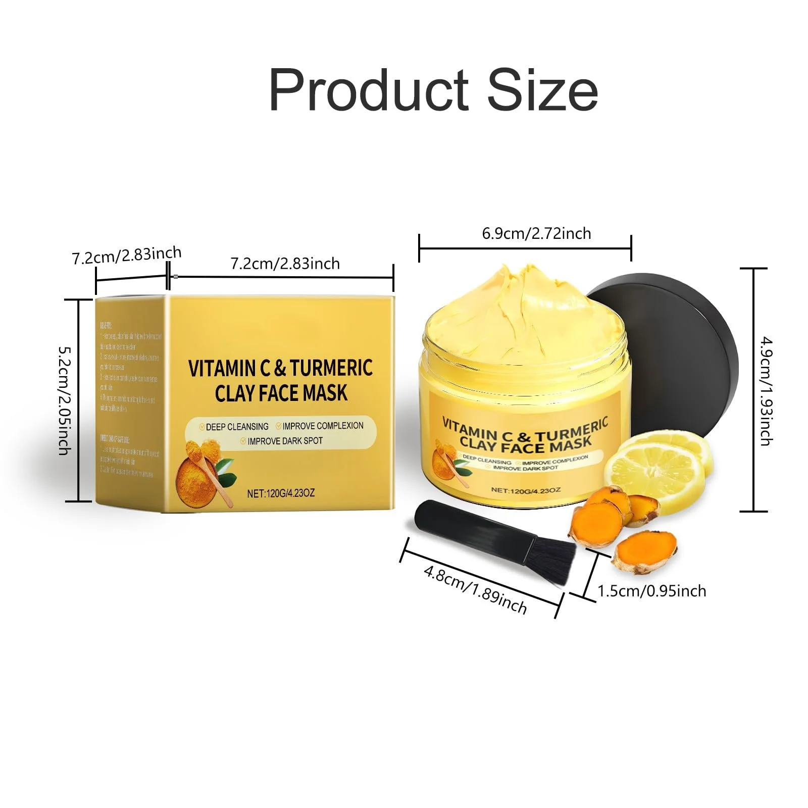 Маска для обличчя Вітамін C Куркума Глиняна маска для глибокого очищення проти чорних цяток та акне, фото №2