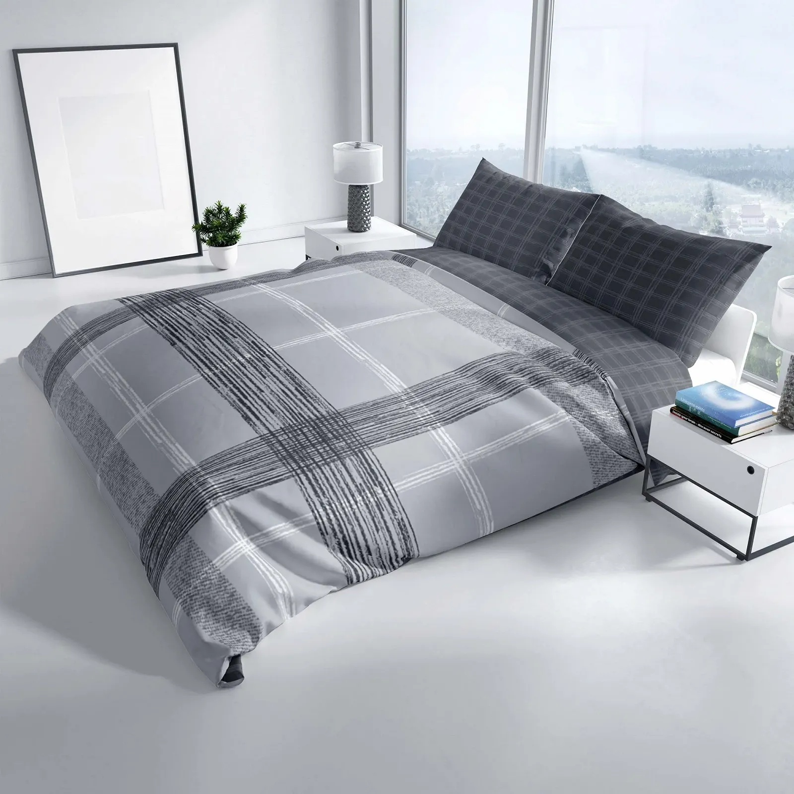 Постільна білизна Leonado Vicenti 100% Cotton Reversible 2 предмети 155 x 220 см Сіра смугаста, фото №5