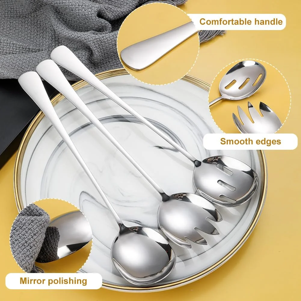 Ложка для сервірування велика з нержавіючої сталі 3 шт., фото №6