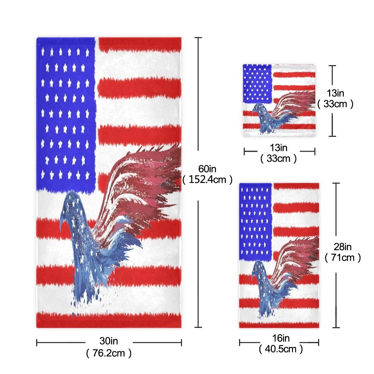 Набір рушників BEUSS Bird American Flag 100% бавовна (1 банний рушник, 1 рушник для рук, 1 серветка) Bird, фото №3