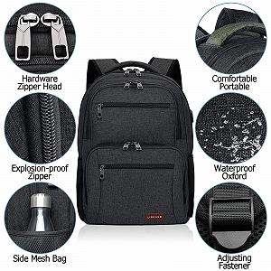 Рюкзак для ноутбука TSA 17.3" 25-40L водонепроникний з USB портом Grey synthetic.ua - Фото 1