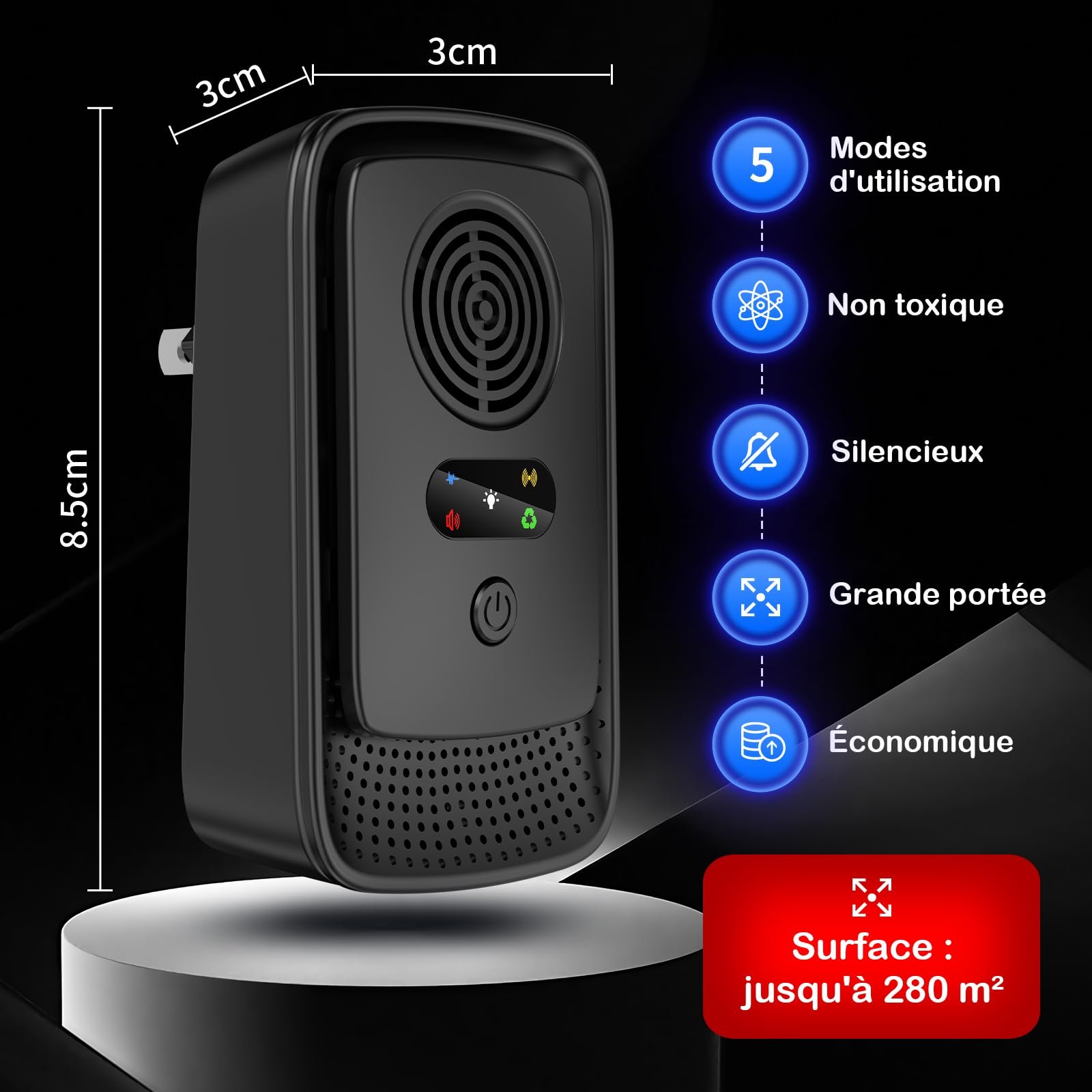Відлякувач мишей ультразвуковий 2025 WD5 3 режими Dual Frequency Pack of 2, фото №3