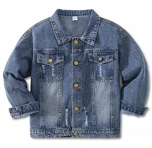 Джинсовая куртка YJBQ для девочек и мальчиков 5-14 лет, куртка с рваными джинсами, детские топы в уличном стиле, размер 110-158 см - Фото 1