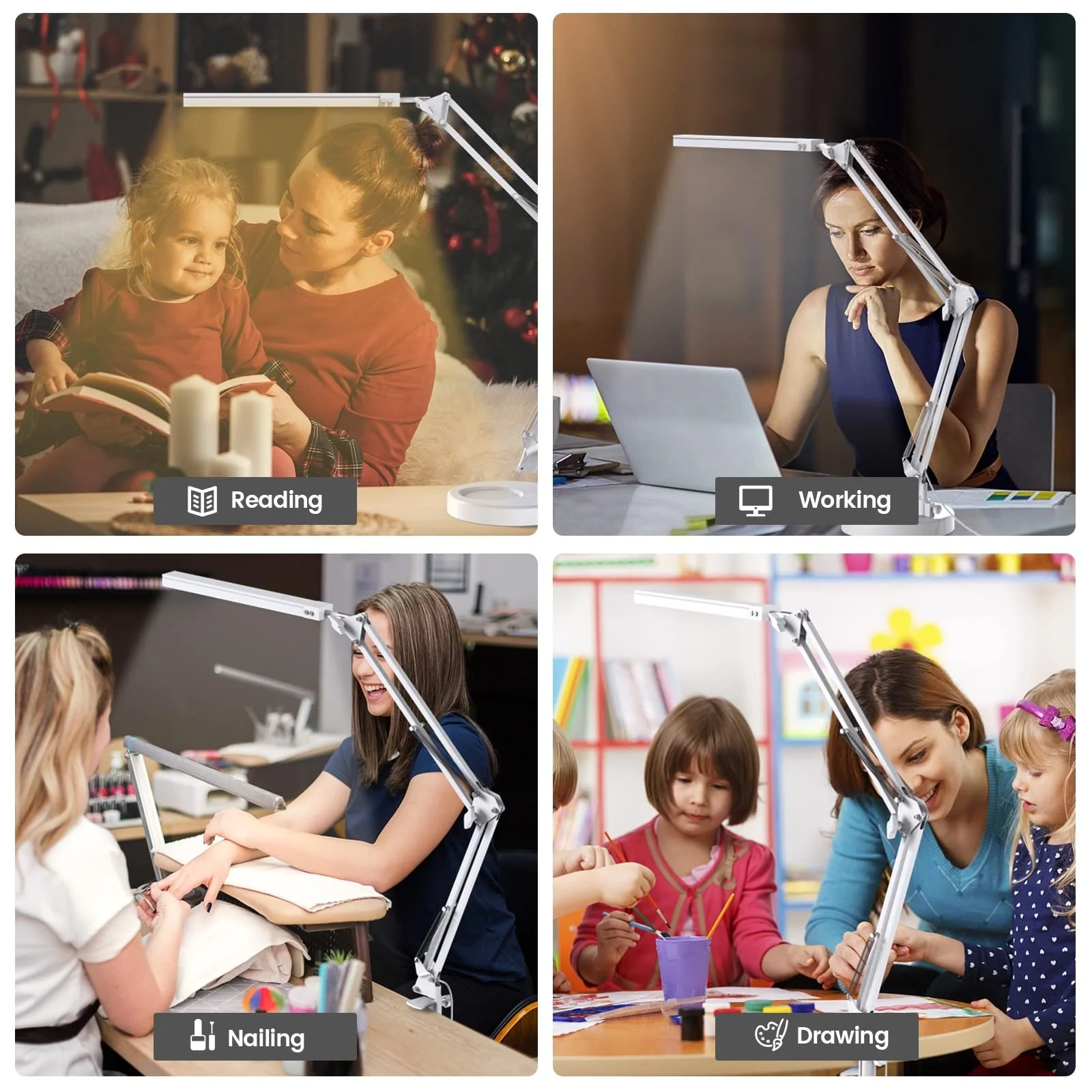 Настільна лампа SKYLEO Dimmable з кліпсою та підставкою LED 3 режими 10 рівнів яскравості Біла, фото №7