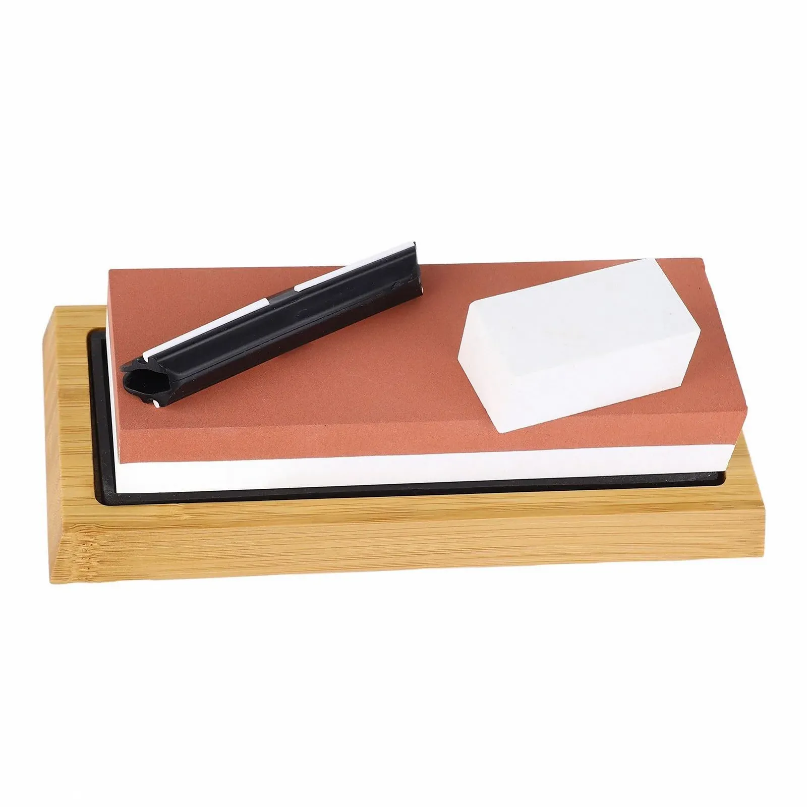 Точильний камінь зернистість 3000/8000 двосторонній з дерев'яною основою Червоно-білий, фото №2