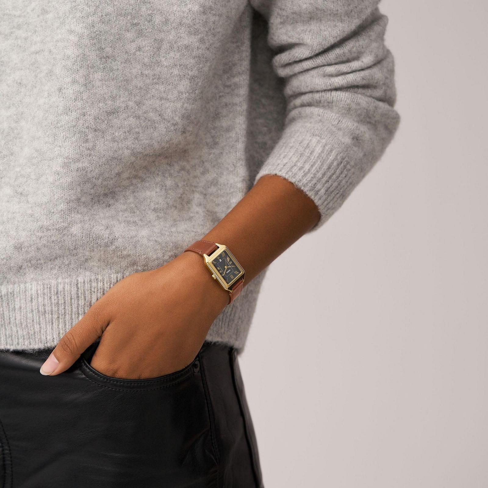 Женские Кварцевые Часы Fossil Raquel 23 мм, Маленькие Коричневые и Золотистые, фото №4