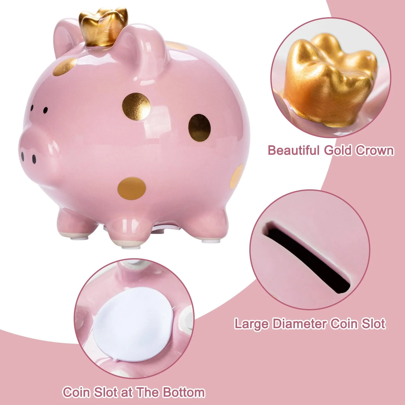 Скарбничка керамічна Велика удачлива свиня 11.8x14x13.2 см, фото №4