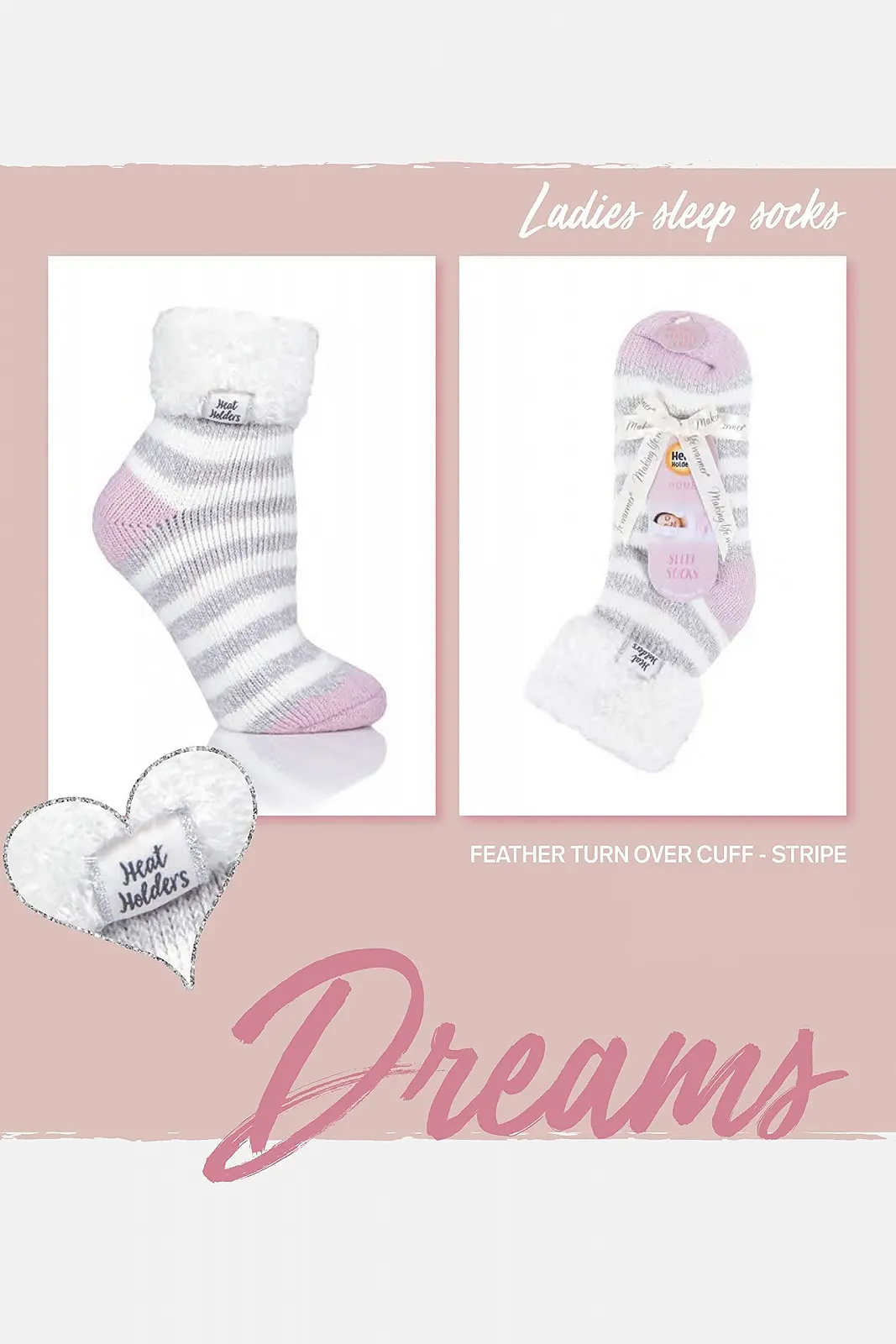 Теплые носки женские флисовые пушистые в полоску термоноски Heat Holders, фото №5