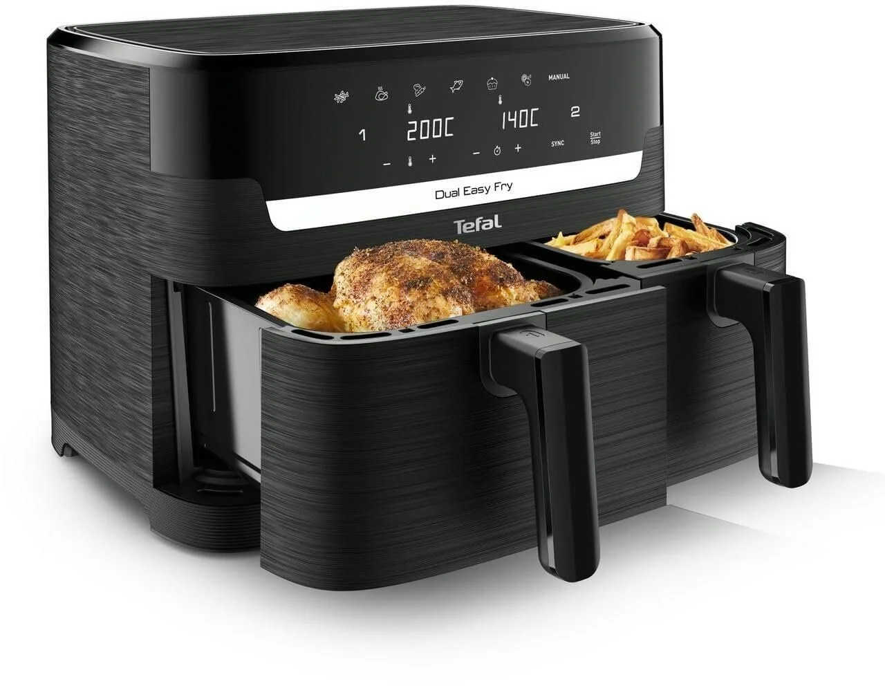 Мультипечь Tefal Dual Easy Fry EY901N10 черный, фото №1 Мультипечь Tefal Dual Easy Fry EY901N10 черный, фото №1