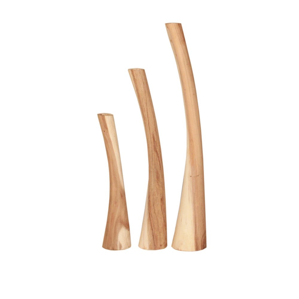 Підсвічники Teak Wood Set of 3 Tea Light Holders Natural Small, фото №1